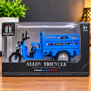 Alloy Tricycle Toy for Kids | 3-Wheel Cargo Bike Model with Sound & Light | Realistic Mini Tricycle (GBW-731-59K)