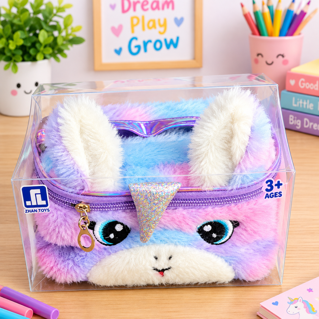 Cute Unicorn Plush Pencil Case for Girls   (GBW-8808 B)