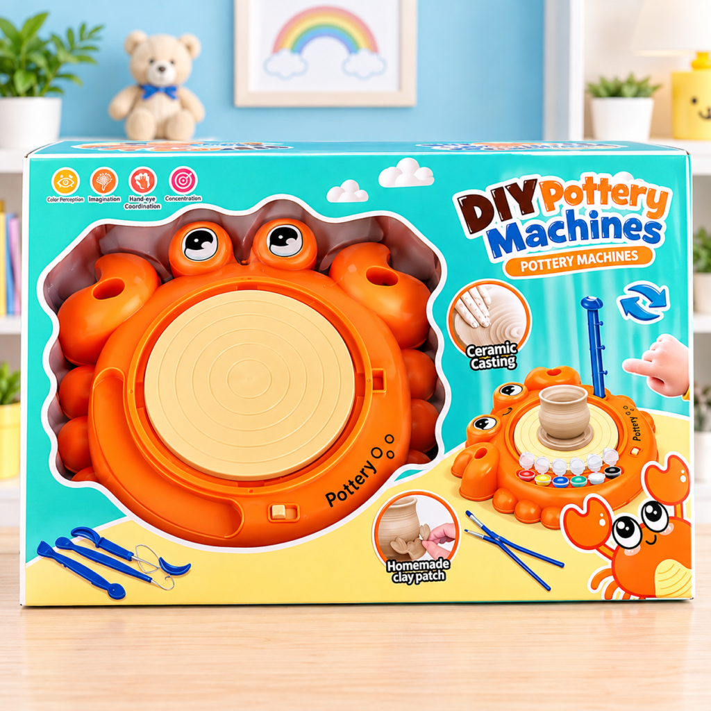 DIY Crab Pottery Machine for Kids – Creative Clay & Ceramic Making Art Set with Pottery Wheel   (GBW-zy112)
