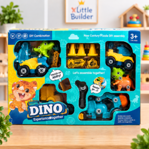 Dino DIY Assembly Toy Set for Kids – 3-in-1 Dinosaur & Construction Vehicle Building Kit with Tools | Educational STEM Toy 3+   (GBW-666-106)