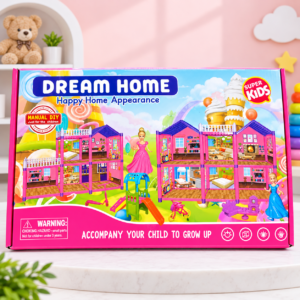 Dream Home DIY Doll House for Kids – Multi-Level Pretend Play Dollhouse Toy   (GBW-379-8)