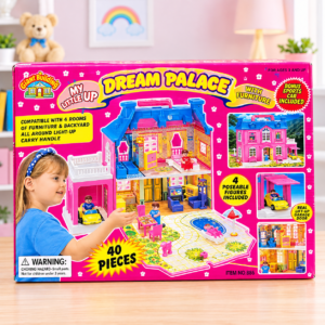 Dream Palace Dollhouse Playset – 40-Piece Doll House with Furniture & Accessories  (GBW-886)
