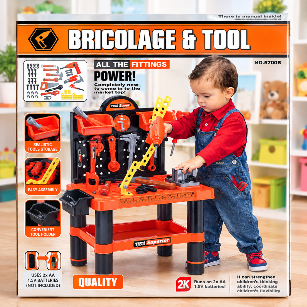 Kids Bricolage Tool Workbench Set – Complete Pretend Construction Workshop  (GBW-57008)