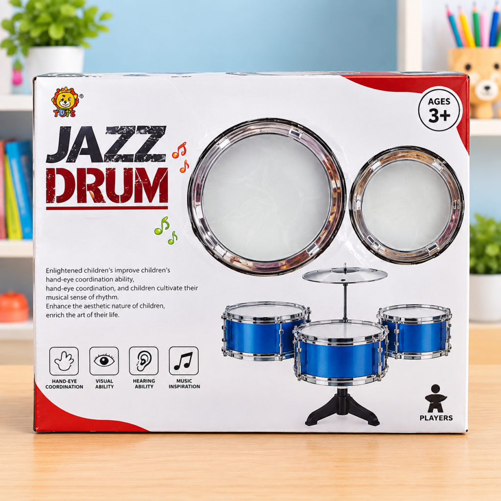 Kids Drum Set Musical Toy – 5-Piece Drum Kit with Cymbal | Educational Musical Instrument Toy for Boys & Girls 3+ (GBW-0809T)