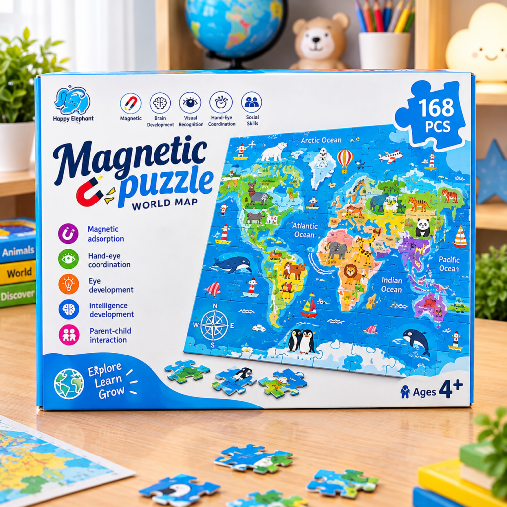 Magnetic World Map Puzzle 168 Pcs – Gifto Baby World    (GBW-8526-8)
