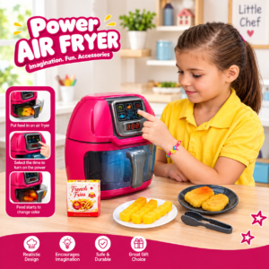 Kids Toy Air Fryer – Pretend Play Kitchen Set with Accessories | Interactive Cooking Toy for Girls & Boys 3+  (GBW-1016)