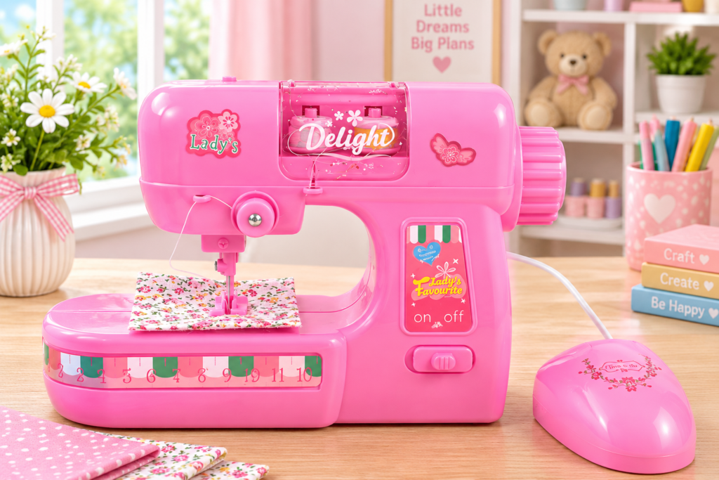 Kids Toy Sewing Machine with Lights & Music – Pretend Play Sewing Machine for Girls, Creative Educational Toy  (GBW-1803) thumbnail 2