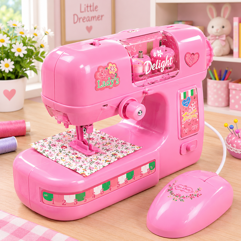 Kids Toy Sewing Machine with Lights & Music – Pretend Play Sewing Machine for Girls, Creative Educational Toy  (GBW-1803) thumbnail 3