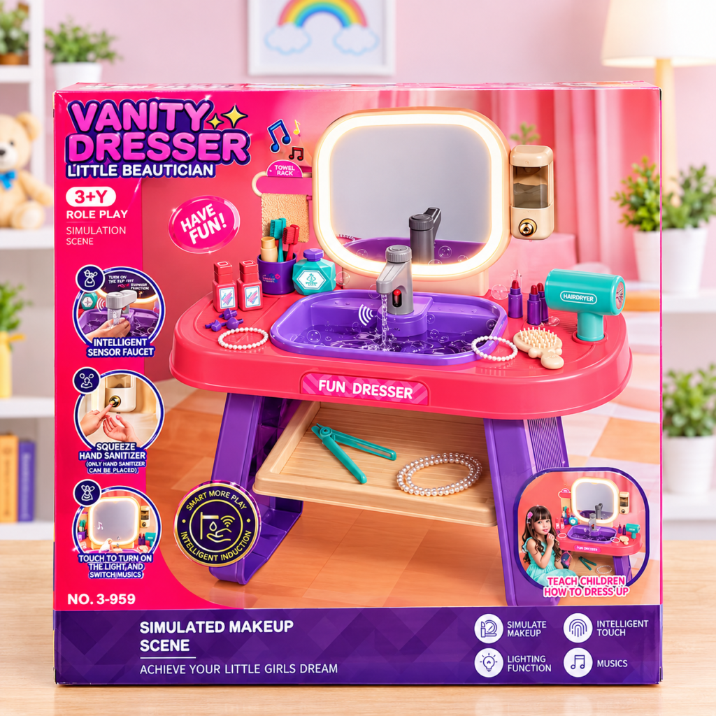 Kids Vanity Dresser & Little Beautician Role Play Set (GBW-008-959)
