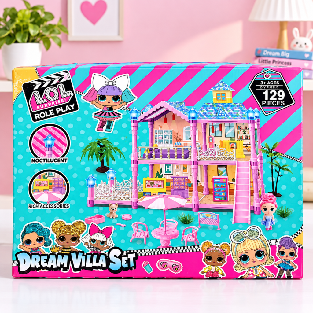 LOL Surprise Dream Villa Set 129 Pieces – DIY Doll House & Pretend Play Toy for Kids    (GBW-QBQ200-1A)