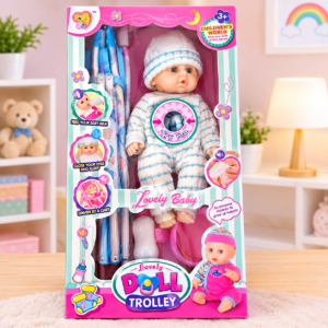 Lovely Baby Doll Trolley Set – Interactive Baby Care & Pretend Play Toy  (GBW-8808)