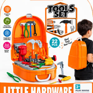 Portable Little Hardware DIY Pretend Play Set with Toy Tools 3+