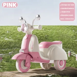 Kids Tolo Vespa Push Car – Toddler Ride-On Scooter PINK
