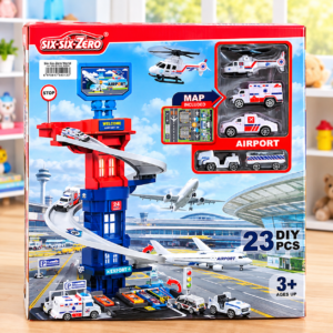 Six-Six-Zero Airport Playset 23 Pcs DIY Airport Toy Set with Helicopter   (GBW-660-s110)