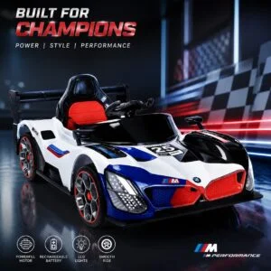 Kids Electric Sports Ride-On Car with LED Lights, Racing Design, Steering Wheel and Comfortable Seat – Battery Powered Toy Car