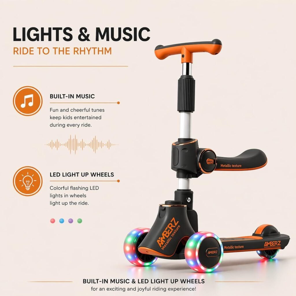 2-in-1 Kids Scooter & Seater – Adjustable Ride-On Scooter black thumbnail 2