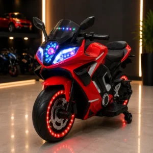 Kids Electric Sports Motorcycle – Red Racing Bike with LED Lights