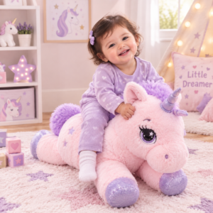 Large Pink Unicorn Plush Toy – Soft and Cuddly Stuffed Animal for Kids