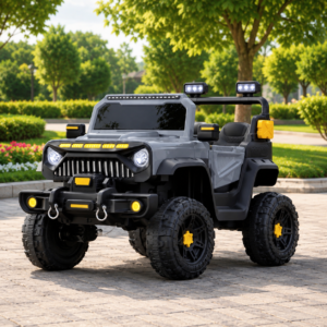Kids Electric Off-Road Ride-On Jeep with LED Lights, Rugged Wheels, Steering Control and Adventure Design – Battery Powered Toy Car