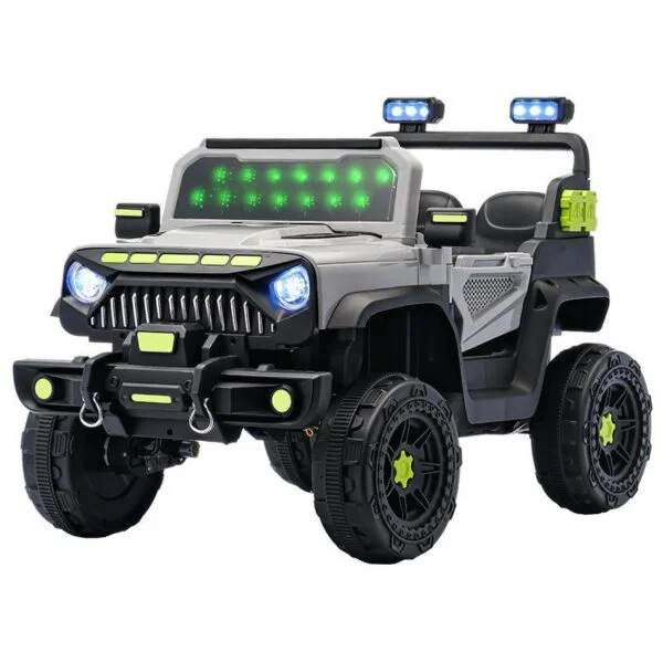 Kids Electric Off-Road Ride-On Jeep with LED Lights, Rugged Wheels, Steering Control and Adventure Design – Battery Powered Toy Car thumbnail 2
