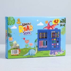42 Pcs Kids Art & Craft Color Set – Dinosaur Theme Stationery Painting & Drawing Kit Box (GBW-cd -42)