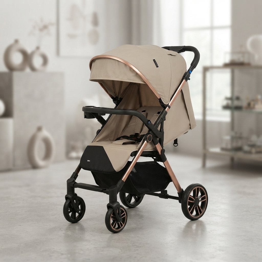 Beige and Gold Baby Stroller – Gifto Baby World   (GBW-0-0-0)